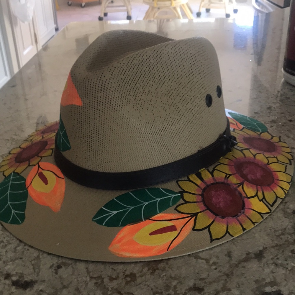Floral Sun Hat with Black Band - Picture 3 of 14